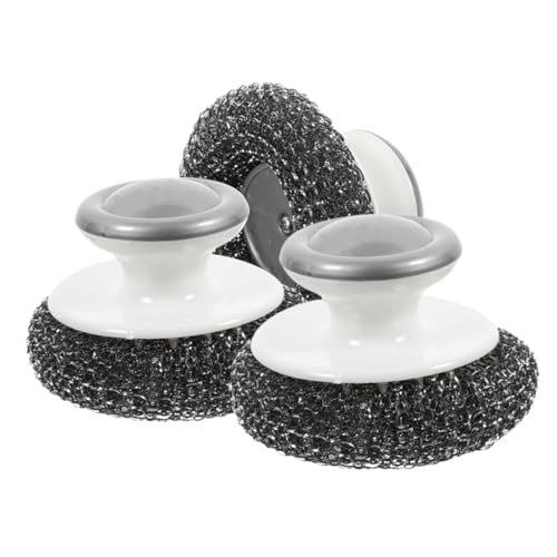 MUCKLILY 3pcs Kitchen Scrubber Wire Pot Cleaning Brush with Handle Multi Surface Scrub Brush for Effortless Dish and Cookware Cleaning
