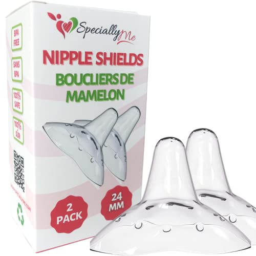 Speciallyme Breastfeeding Nipple Shields for Nursing Newborn Baby, 2 Count 24mm | Soft Silicone | BPA BPS Free with Sterilizer Case