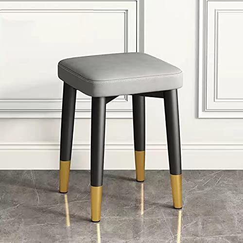 Taburete cuadrado tapizado en moderno cuero sintético apilable sin respaldo para cocina, aula, salón, seminario, taburete multifuncional (12 x 12 x 18 pulgadas, gris)