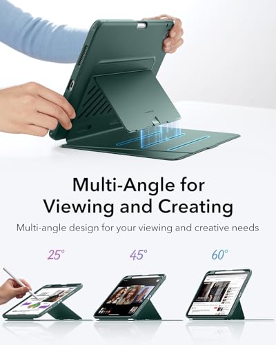 Image of ESR for iPad (A16) 11th Generation Cover, iPad 11th /10th Gen Cover (2025 /2022), Vertical Stand Case, Multi Stand Angles, Ultra-Stable Case with Pencil Holder, Flip Series, Midnight Green