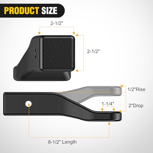Image of Nilight Trailer Hitch Ball Mount with 5 /8 inch Hitch Pin Clip Fits 2-1 /2 Inch Receiver Square 15000 lbs 2 inch Drop 1 /2 inch Rise, 1-1 /4-Inch Hole, Gloss Black Powder Coat
