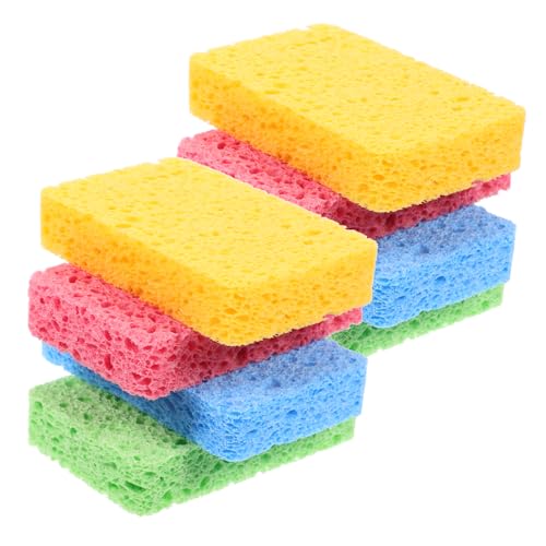 IMIKEYA 8pcs Reusable Natural Cleaning Sponges Multi-Color Scrubber Pads for Dish Washing and Kitchen Cleaning Tools for All