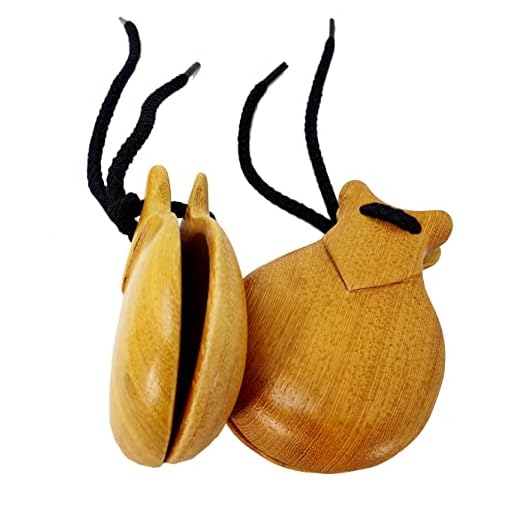 JM FOREST - Castañuelas de Madera de Castaño 104-6 Natural Pulido - Instrumento Percusión para Bailes Flamencos para Jóvenes y Adultos