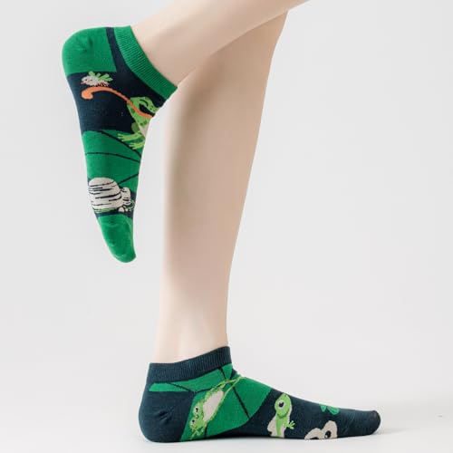 Image of 2 Pairs Funny Cartoon Animal Print Cotton Ankle Socks for Women Teens