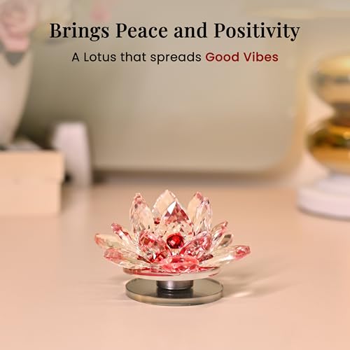 Image of ZAICUS Crystal Lotus Flower Showpiece for Home Decor & Office Desk | Feng Shui Decorative Gift for Housewarming, Birthday, Spiritual & Festive Decor (Multicolor)