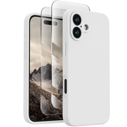 Image of FireNova Designed for iPhone 16 Plus Case, Silicone Upgraded [Camera Protection] Case, Soft Anti-Scratch Microfiber Lining Inside, 6.7 inch, White