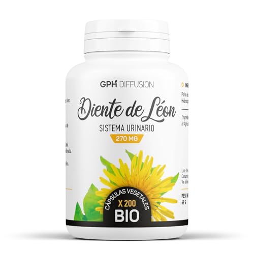 Diente de León Orgánico raíz (Taraxacum officinale) - 270mg - Sistema urinario - 200 cápsulas vegetales
