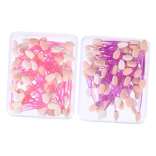 FOMIYES 100pcs Soft Eyeshadow Brush Set Double Sided Applicators Sturdy Heads Disposable for Travel Parties