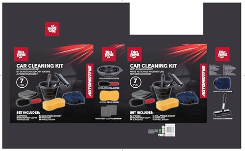 Dirt Devil Set Per La Pulizia Dell'auto, 7 Pezzi, Guanto Per Lavaggio Auto In Microfibra, Spugna Per Auto E Spazzola Per Cerchioni, Panno In Microfibra E Secchio Pieghevole, Kit Completo Per La - 3