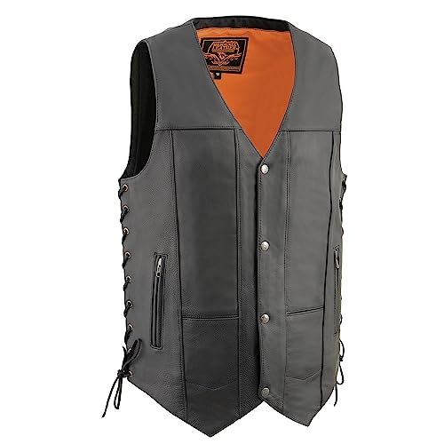 Milwaukee Leather Men's Black 10 Pocket Motorcycle Leather Vest w/Cool-Tec Leather Treatment MLM3541 (as1, alpha, xx_l, regular, regular)