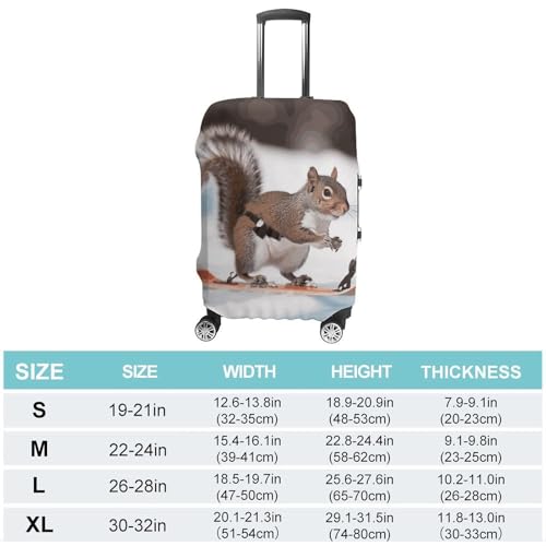 Skiing Squirrel Luggage Cover, Washable Elastic Suitcase Cover Protector Fit 18-32 Inch Luggage2