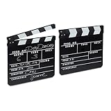 2 x Filmklappe Holz, Regieklappe zum Beschriften, Clapperboard, Szenenklappe, Hollywood Deko, HxB: 26 x 30 cm, schwarz