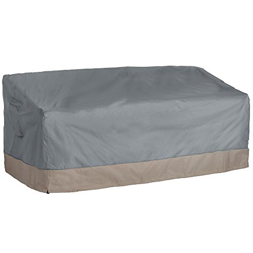 VonHaus Large Patio Bench Seat Cover - ‘The Storm Collection’ Premium Heavy Duty Waterproof Outdoor Furniture Protection - Slate Grey with Beige Trim - L78 x W35 x H24-32 inches