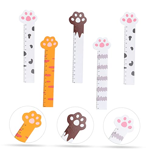 Hemoton 5Pcs Régua De Madeira Gatos Pata T Réguas Réguas Para Crianças Réguas De Desenho Réguas Inqu