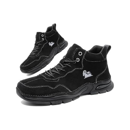 Men's Casual Fashion Sneakers Ankle Boots Waterproof Nonslip Slip-on Walking Sports Shoes Breathable High Sneakers Hiking Running Shoes (Black,9)