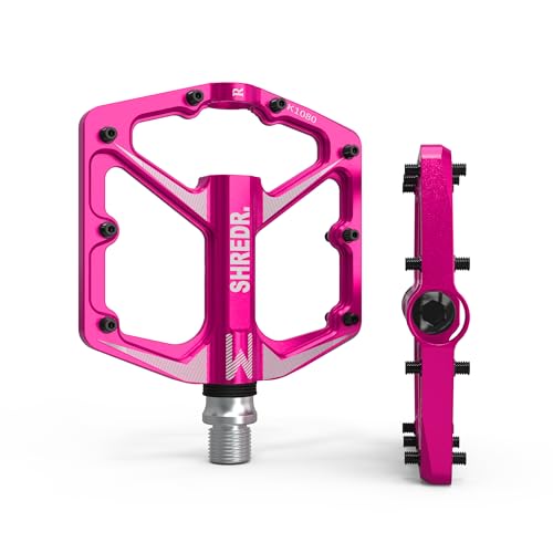 Shredr. Flat Pedale für MTB | Superleichte Flatpedals fürs Mountainbike | In 2 Größen und 9 Farben | Nur 320 Gramm (pink, M)