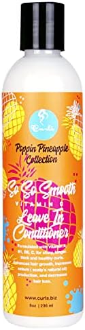 Curls Poppin Pineapple So So Smooth Vitamin C Leave In Conditioner - Conditions & Softens Hair - For Wavy, Curly, and Coily Hair Types, 8 Ounces