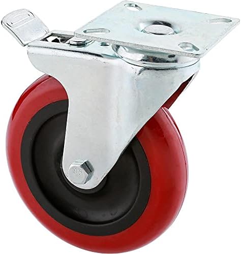 Steelex D2612 Rueda giratoria de placa de poliuretano de doble bloqueo de 5 pulgadas y 300 libras