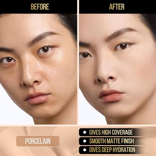 Image of Auric CoverMatte Flawless Finish Hydrating & Long Lasting Liquid Foundation (30ml) with Matte Finish & Optimum Coverage I Paraben Free I Porcelain