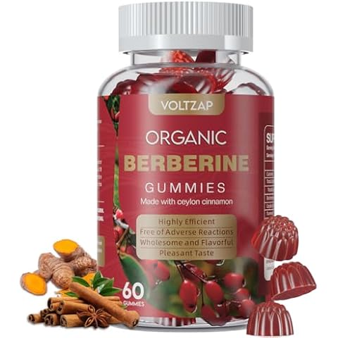 VOLTZAP Berberine Supplement Gummies 1200mg: Berberine with Ceylon Cinnamon - Berberine Gummies with Turmeric Milk Thistle Artichoke - Vegan Raspberry Flavor (60 Count) Cover