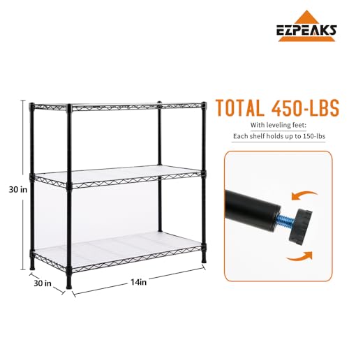 Image of EZPEAKS 2-Pack Storage Shelves, 3-Shelf Shelving Unit with 3-Shelf Liners, Adjustable Rack, 30''W x 14''D x 30''H Steel Wire Shelves, Shelving Units and Storage for Kitchen and Garage