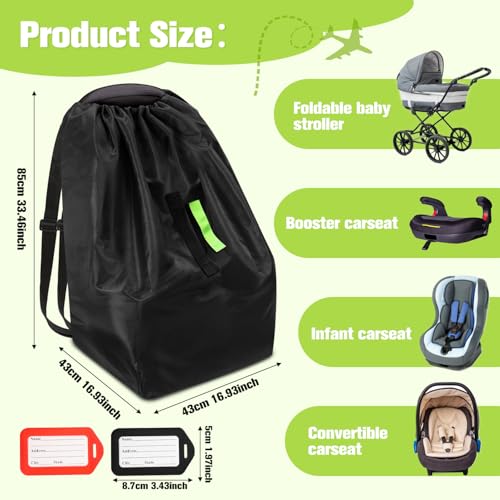 car seat bags for airplane travel durable carseat cover for air travel car seat travel bag with shoulder straps and 2pcs luggage tags for airplane
