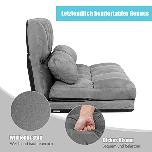 COSTWAY Schlafsofa mit 2 Kissen, Sofabett mit 6 stufig Verstellbarer Rücklehne, Lazy Sofa klappbar, Bodensofa für… – Bild 8