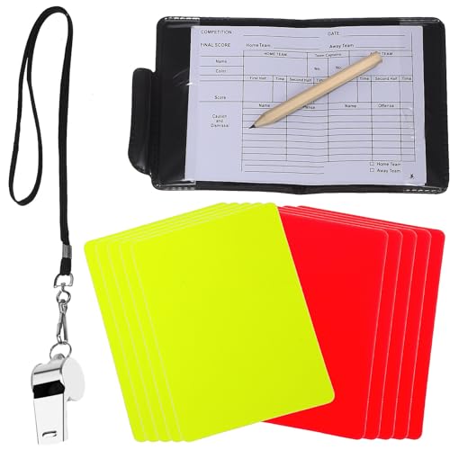 GOOHOCHY Soccer Referee Kit Red Yellow Cards Sports Whistle Score Sheet Portable Wallet Set