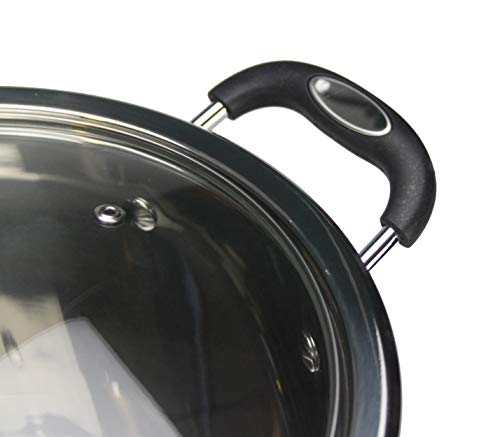 Stainless Steel Induction Stock Pot with Glass Lid Finish Deep Glass Lid Stock Pot Cooking Pot Induction Base Bottom with Soft Insulated Handles (32cm) Second Image