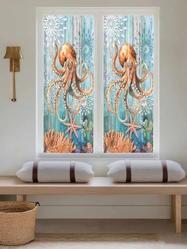 Vinilo decorativo de privacidad para ventanas 18x39in turquesa miniatura 2