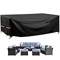 GARPROVM Patio Furniture Cover For Table and Chairs, Extra Large Outdoor Furniture Set Cover 420D Waterproof, Weatherproof Outdoor Seating Set Covers Anti-UV -110''x71''x36'' Black