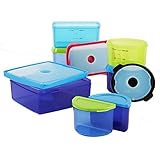 Fit & Fresh Kids' Healthy Lunch Set, 17-Piece Value Reusable Portion Control Container Set with Removable Ice Packs and Sandwich Box, Leak-Proof, BPA-Free