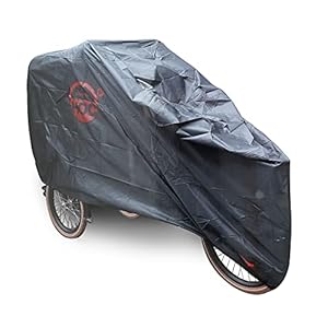 CUHOC Bakfietshoes, voor E-Dolly MaxDrive, cargo-bike-afdekking, zwart, afdekzeil voor fietsfiets, fietsafdekking, waterdicht, Redlabel