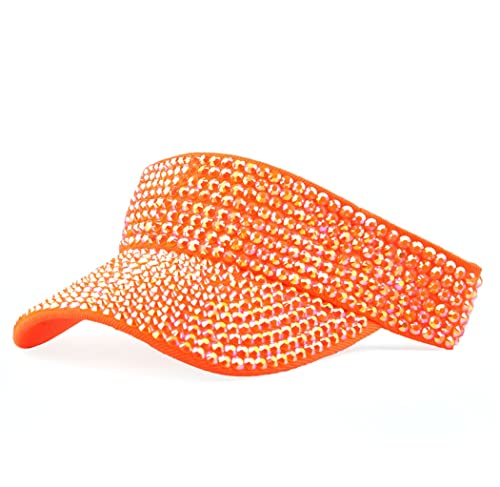 Image of Gudessly Shiny Rhinestones Sport Sun Visor Adjustable Summer Cap Visor Caps for Women Men