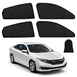ZATOOTO Car Window Shades for Civic 2017-2024, Custom Fit Suede Car Window Covers for 100% UV & Privacy Protection, Heat Insulation, 4 Packs Side Window Sun Shade for Family Travel, Baby, Pets