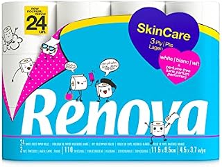 RENOVA Skincare 3-warstwowy biały papier toaletowy, 24 rolki