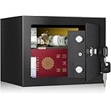 金庫小型 ミニ金庫 キーロック式 小型簡易保管庫 貯金箱 床・壁付け対応 ホテル金庫 防犯セキュリティー ボックス 子供用・学生用 店舗用 緊急キー付き 日本語取扱説明書 6.6L W23×D17×H17CM