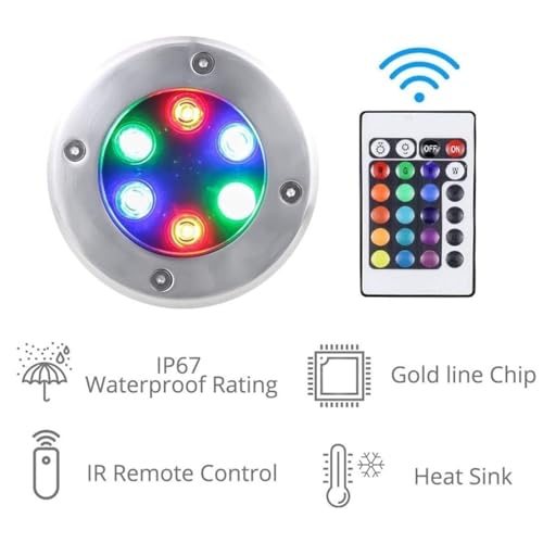Projecteur LED enterré d'extérieur avec télécommande lampe paysagère au sol IP68