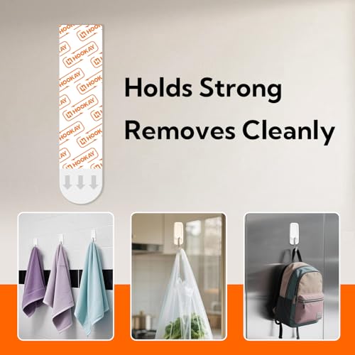 Image of hookay Upgrade Medium Refill Adhesive Strips, Damage-Free Hanging Strips for Indoor Hooks, No Tools Removable Wall Adhesive Strips for Decor, Living Spaces & Bathroom, 36 White Strips