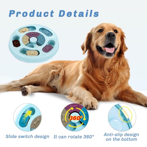 Euablfo Juguete Interactivo Perro,Juguete para Perros Inteligencia,Puzzle para Perros Dispensador de Comida,Puzzle Alimentador Lento para Cachorros Entrenamiento IQ y Estimulación Cerebral - imagen 3