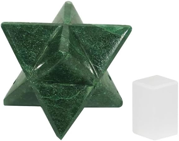 Natural Stone Hematite Merkaba and (1) Pcs Selenite Cube with Velvet Pouch (1 Pcs)