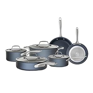 Bialetti Fry Pan, 10-Piece Sapphire Cookware Set, Gray