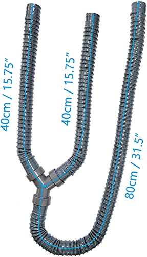 Drainage Hose 3-Way Double Ended Wash Basin Sewer Drain Pipe 12x12x27 inch (30x30x70cm) (2 Female Direct Insertion) - Image 2
