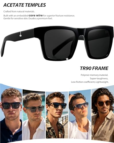 Image of Joopin Acetate Square Sunglasses Men Polarized UV400 Protection Trendy Oversized Sun Glasses Retro Shades Women