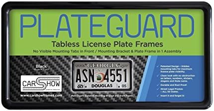 Carshow Automotive Products 77401 Plateguard, Tabless License Plate Frame and Holder/Bracket, Black