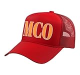 MCO Orlando Florida Airport Code Minimalist Trucker Hat with Adjustable Mesh Back, Red