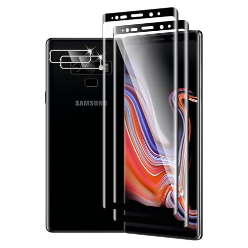 DXULWLM 2+2 Piezas Cristal Templado para Samsung Galaxy Note 9,con protector de Lente de cámara,HD transparente,3D Cobertura Completa,Dureza 9H,Sin Burbujas,Anti-Arañazo Protector de Pantalla