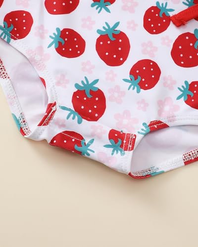 Image of Toddler Girl Swimsuit Baby Girl Bathing Suit Long Sleeve Floral Zipper One-Piece Rash Guard Swimsuit with Hat