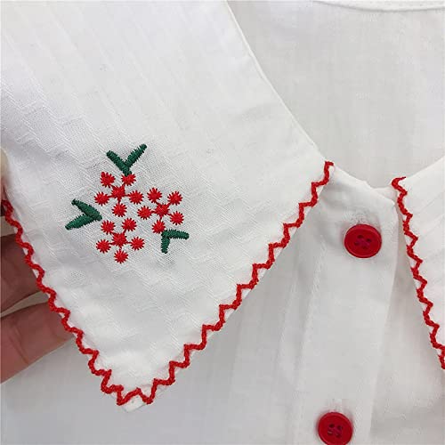 Toddler Kids Girls Lace Embroidered Blouses Top Long Sleeved Casual Shirt Cute Doll Collar Button-Down Shirts for3