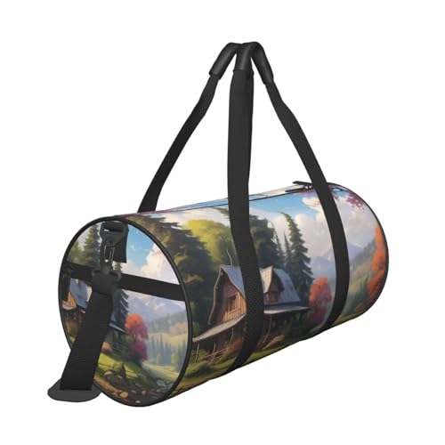 Mystic Meadows Printed Travel Bag,Round Personal Item Storage bag,Foldie Duffel Bag for Traveling Vacation,Fitness,Sports3